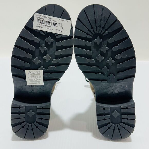 AllSaints Dusty Women's US 7 Combat Boots Light Gray Tan Cow Suede NWOB $299 - Picture 9 of 12